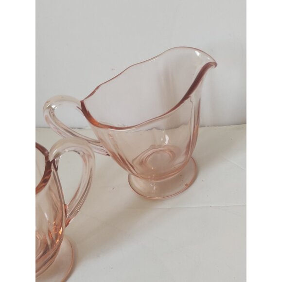 Fostoria Lafayette Pink Creamer & Open Sugar & Creamer set Pink Depression Glass - Picture 9 of 9